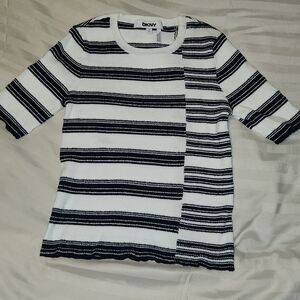 DKNY Monochrome Striped Knit Top